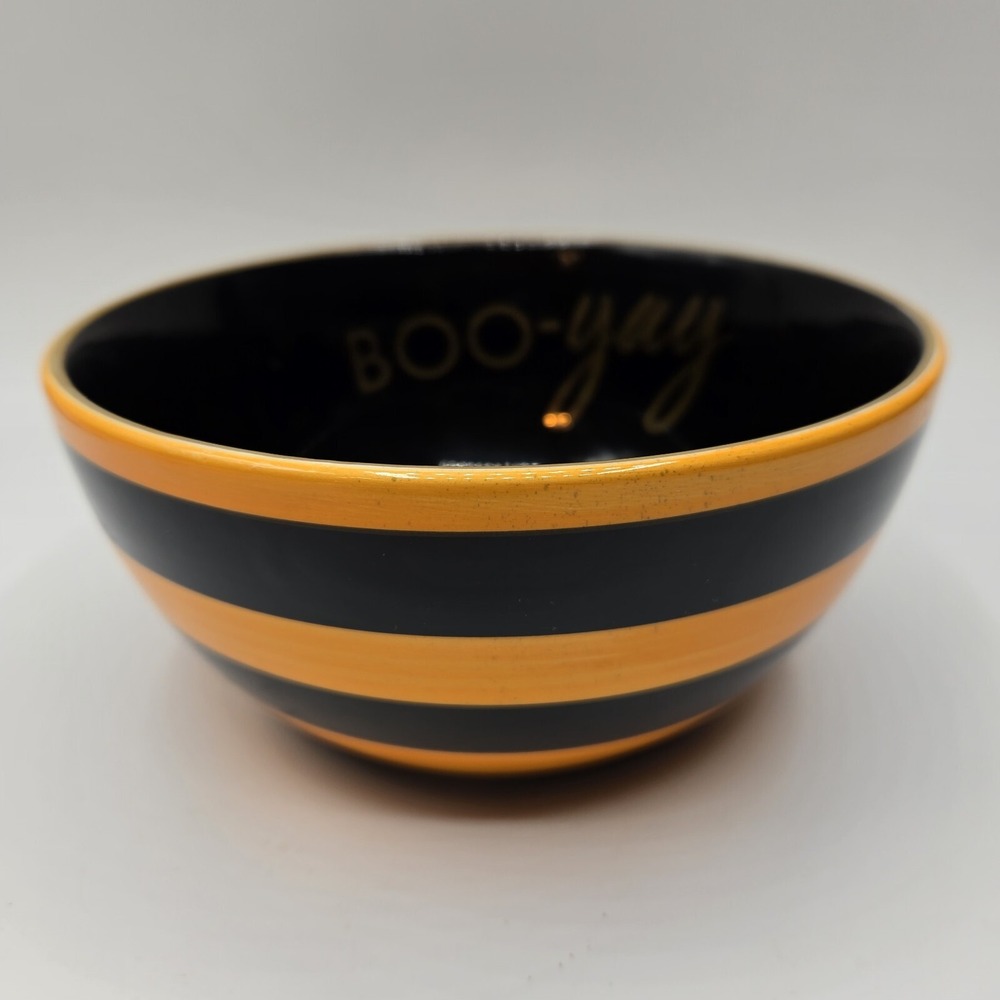 Halloween Nuts/Candy Serving Bowl "Boo Yay" 6 inches diameter X 3 inches deep